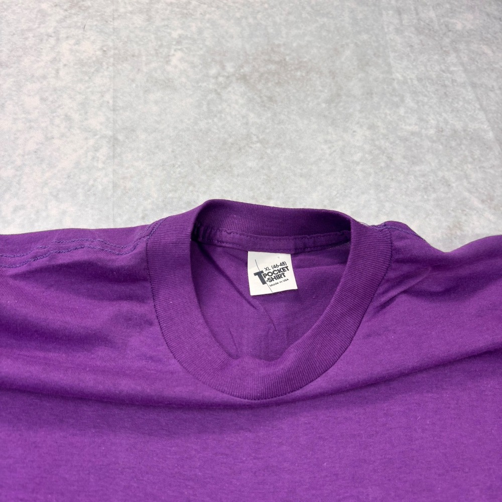 Vintage 80s 90s Made in USA Purple Pocket Tee XL Single Stitch